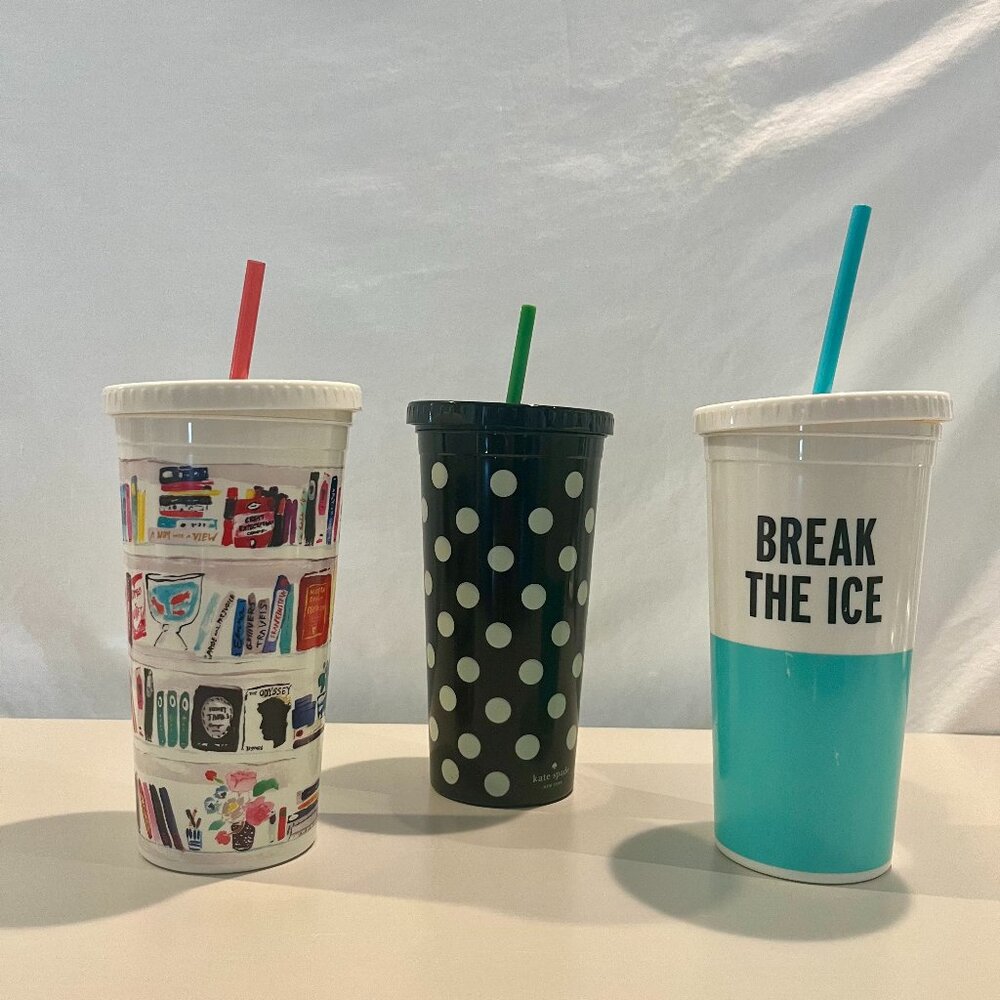 Kate Spade Tumblers with Straw, Set of 3